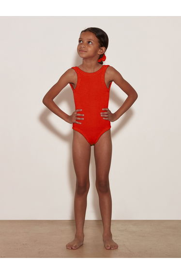 HUNZA G Girls Classic Swimsuit in Red