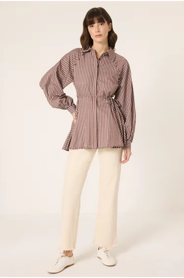 STRIPED PEPLUM SHIRT