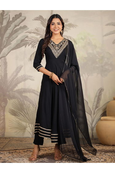 Embroidered Anarkali Kurta with Dupatta Set