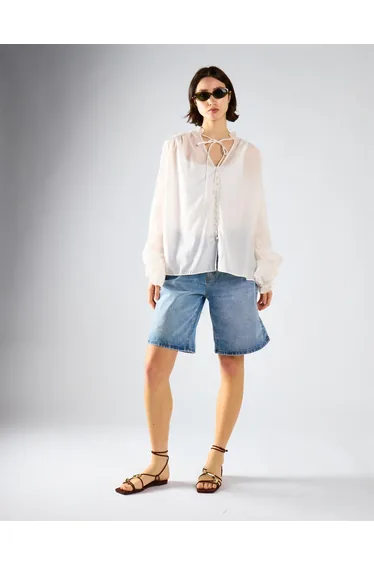 White Tie Chiffon Blouse
