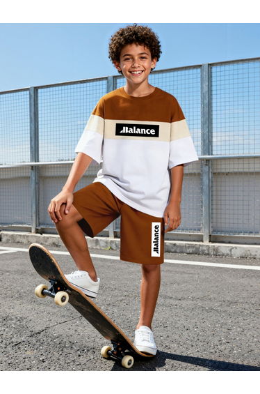 Teen Boys Color Block T-Shirt and Shorts Set