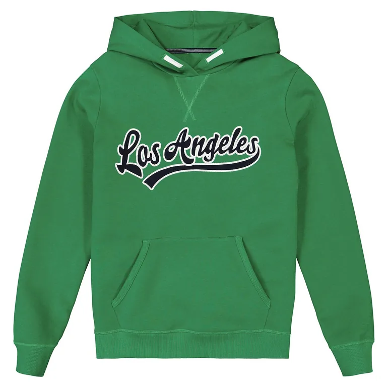 Embroidered Slogan Hoodie in Cotton Mix