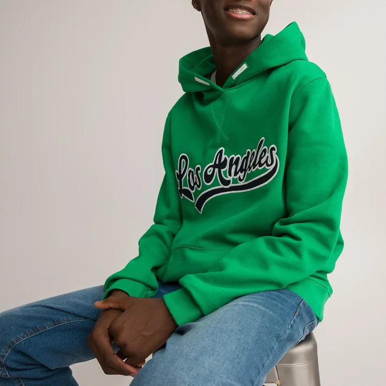 Embroidered Slogan Hoodie in Cotton Mix - 3