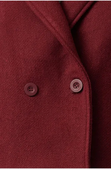 Claret Red Regular Woolen Coat