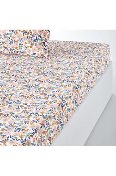 Ohara Floral Cotton Percale 200 Thread Count Fitted Sheet