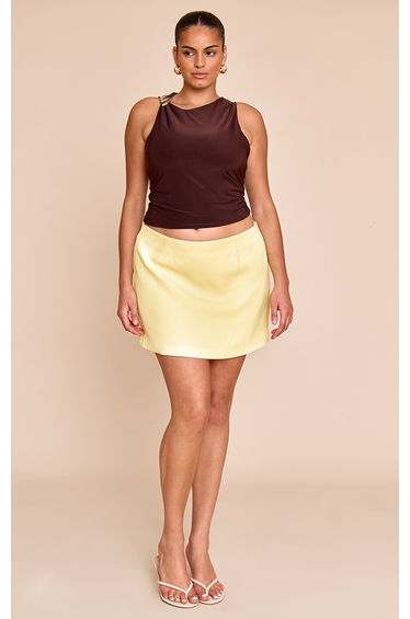 Plus Lemon Woven A Line Mini Skirt
