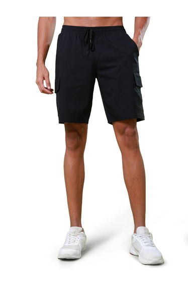 Solid Slim Fit Cargo Shorts with TS FLEXI