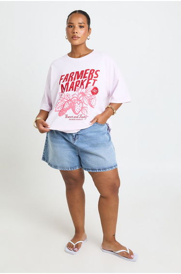 Plus Farmers Market Printed T Shirt - baby pink
