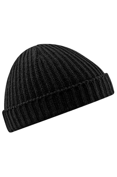 Beechfield Unisex Retro Trawler Winter Beanie Hat - Black