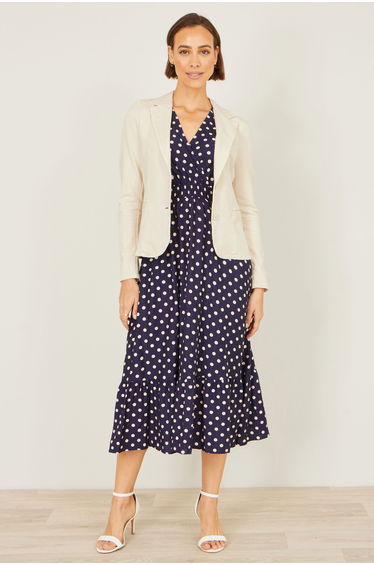 Yumi Beige Stretch Cotton Blazer