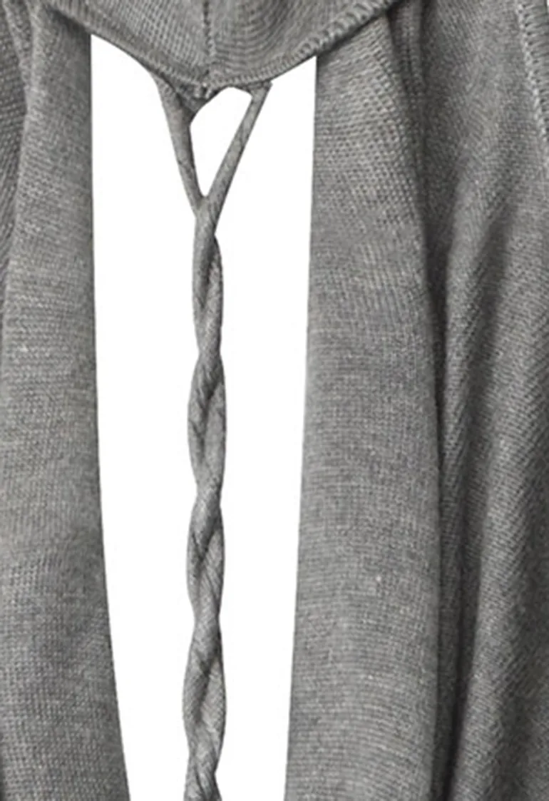 Draped Neck Braided Open Back Knit Sleeveless Top in Grey for Party Nights & Beach Getaways - 6