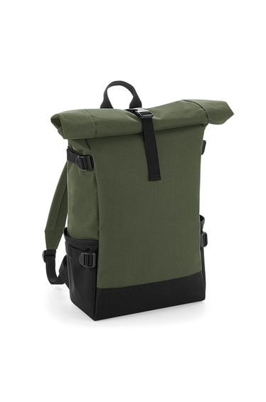 BagBase Block Roll-Top Backpack - Olive/Black