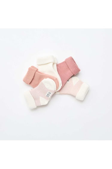 5-Pack of Cotton Socks with Rolled Cuffs PINK