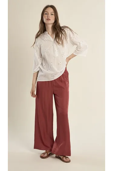 Embroidered Mandarin Collar Blouse