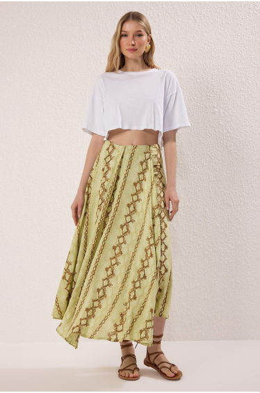 Multicolored Asymmetrical Viscose Skirt