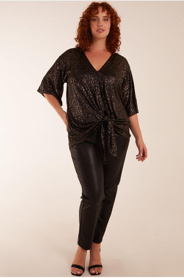 Curve Leopard V Neck Tie Front
