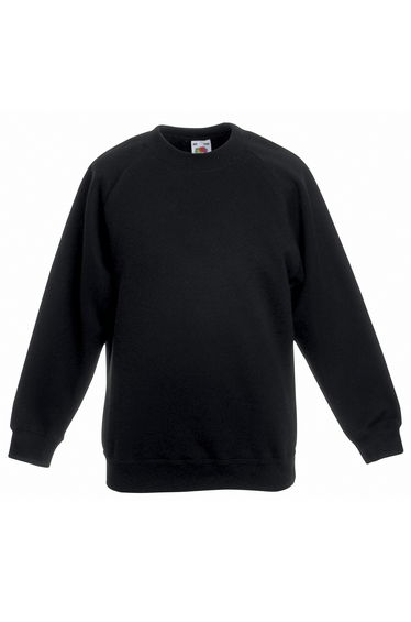 Fruit Of The Loom Childrens Unisex Raglan Sleeve Sweatshirt - Black
