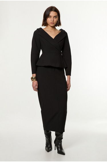 Compact Stretch Tailored Assymetric Peplum Jacket