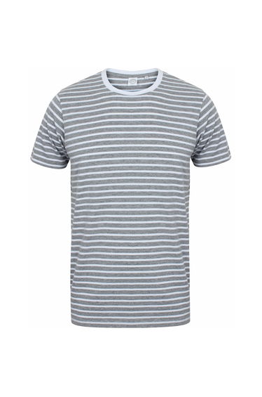 Skinni Fit Unisex Striped Short Sleeve T-Shirt - Heather Grey/White