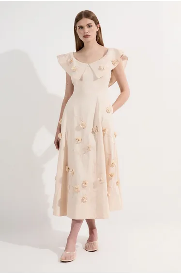 فستان كارين ميلين رمادي ميداكسي على شكل حرف A