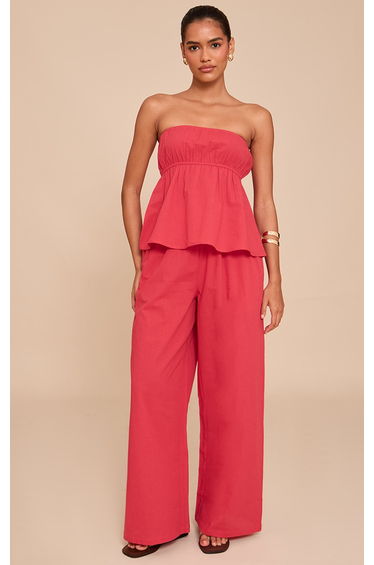 Tomato Red Floaty Wide Leg Trousers