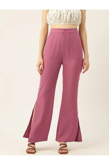 Women Pink Relaxed Loose Fit Trousers