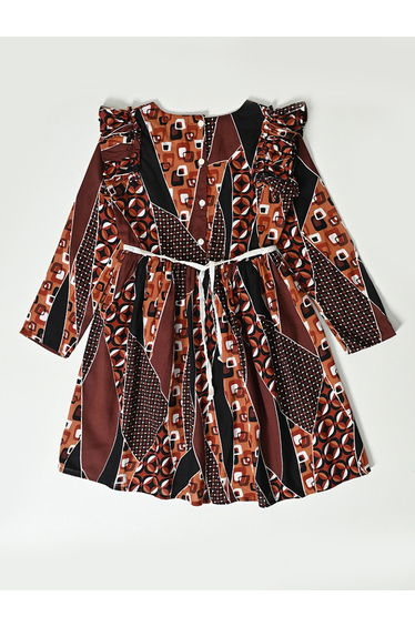 All Over Print Ruffle Sleeves Dress