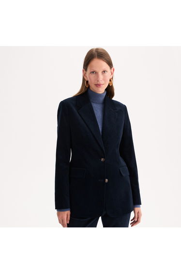 Corduroy Buttoned Blazer in Straight Fit