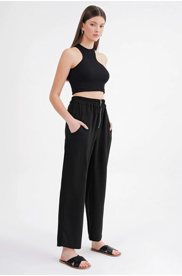 Mixray Drawstring Waist Cigarette Jogger Pants
