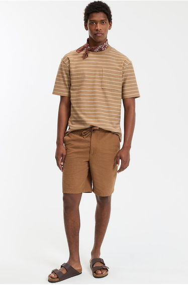 Seersuker Bermuda Shorts with Elasticated Waistband