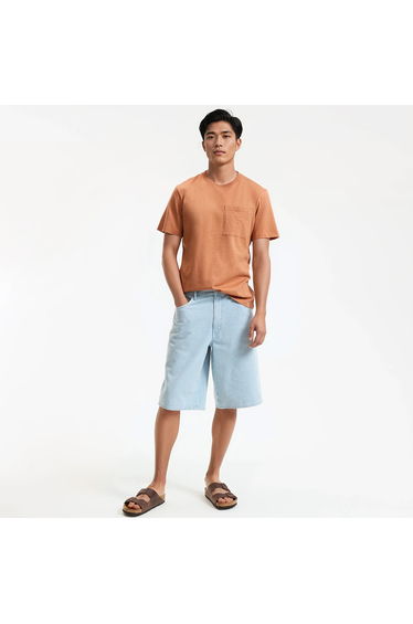 Cotton Crew Neck T-Shirt with Short Sleeves