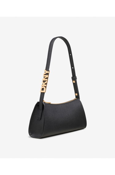 Avril Zip Top Shoulder Bag Black Gold
