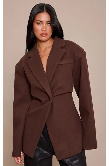 بليزر بمظهر صوف - بني