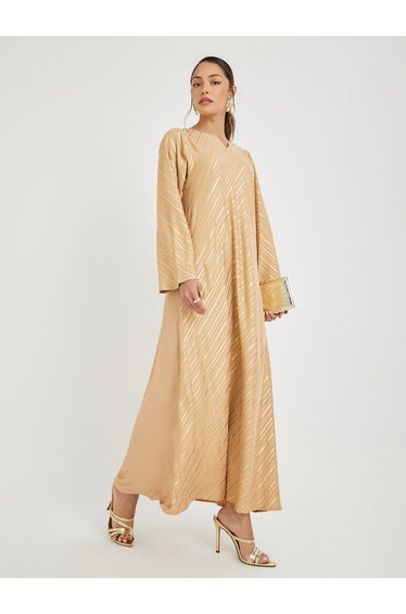Foil Print Notch Neck Jalabiya