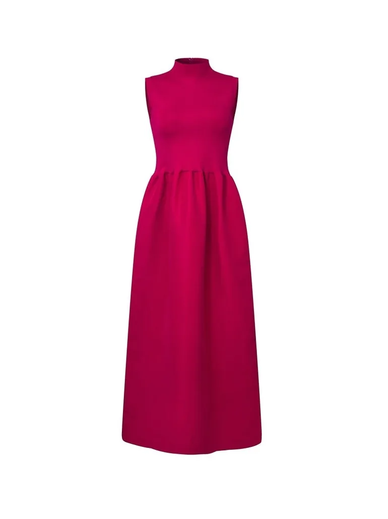 Fuchsia Dress with High Collar Femi9 Pink : Evening Dresses : VogaCloset Saudi Arabia Fuchsia Dress with High Collar Femi9 Pink : Evening Dresses : VogaCloset Saudi Arabia