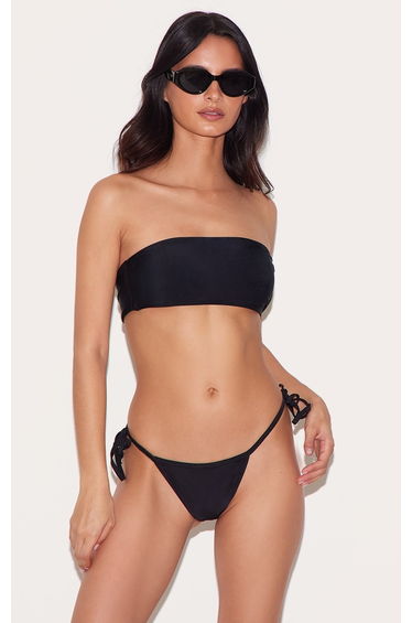 Black Mix And Match Tie Side Bikini Bottoms