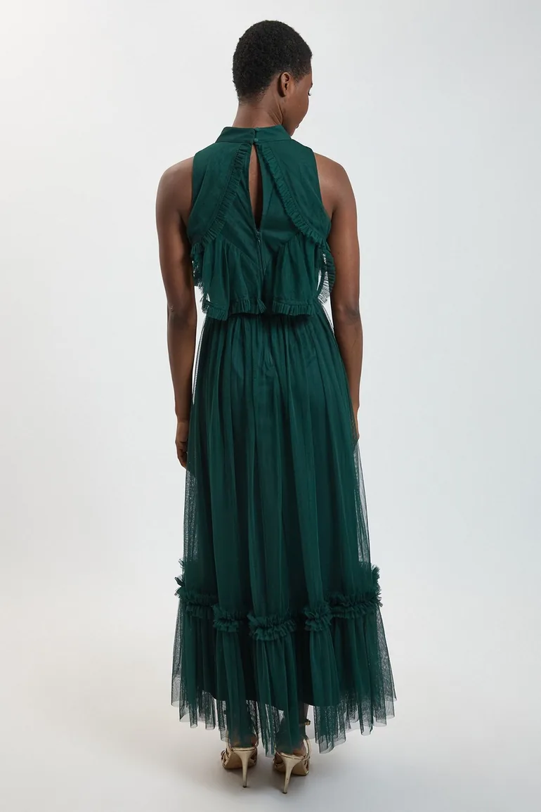 Halterneck Tulle Maxi Dress - 2