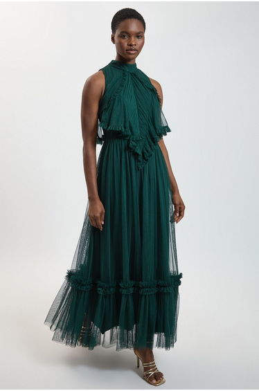 Halterneck Tulle Maxi Dress