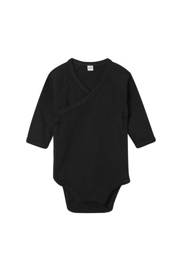 Babybugz Baby Kimono Long-Sleeved Bodysuit - Black