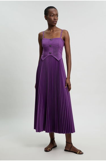 Cotton Poplin Corset Woven Maxi Dress