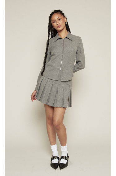 Grey Double-Ended Zip-Up Shirt