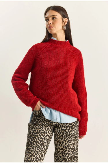 LUCCI Oversized Crew Neck Knit Sweater