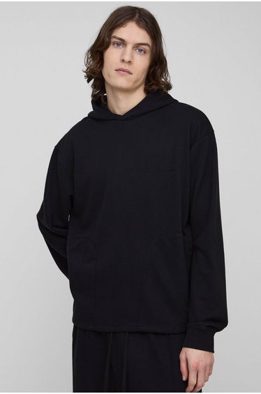 Tall Tonal Embroidered Welt Pocked Hoodie - black