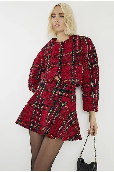 Red Tartan Boucle Jacket