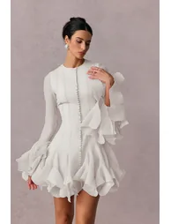 فستان قصير شبه شفاف بحافة واسعة - 2