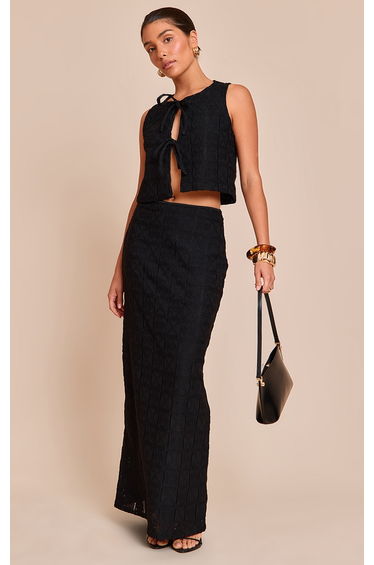 Petite Black Patterned Maxi Skirt