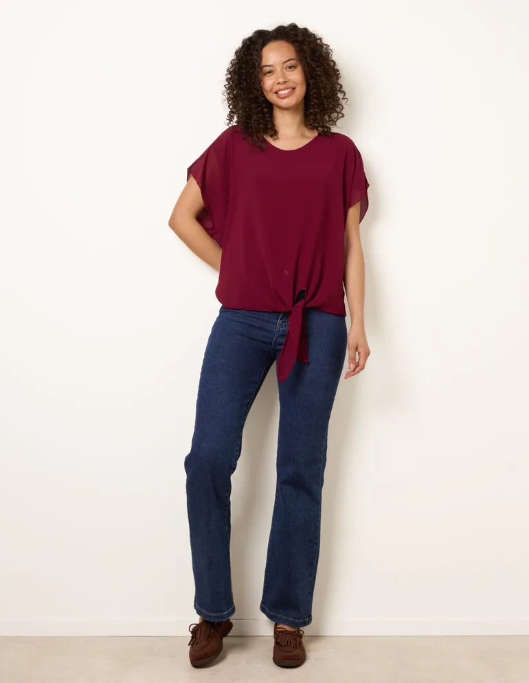 Chiffon Tie Knot Plain Top - 2