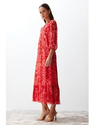 Pink Woven Midaxi Dress