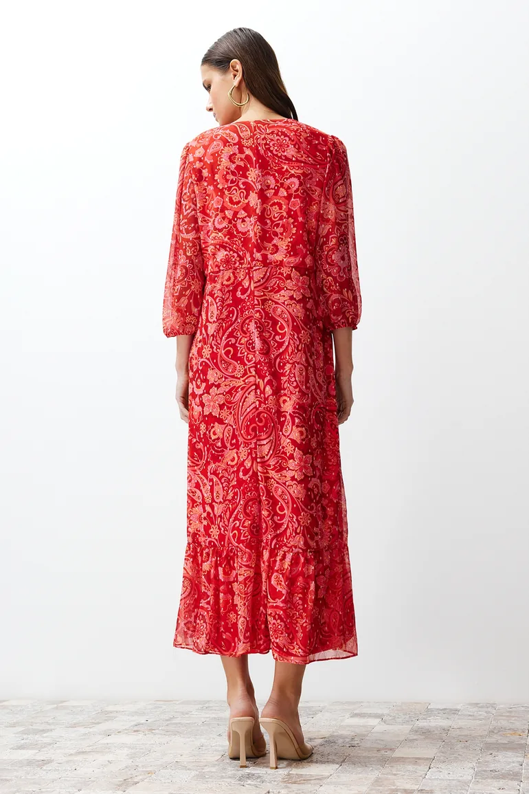Pink Woven Midaxi Dress - 5