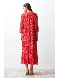 Pink Woven Midaxi Dress - 5